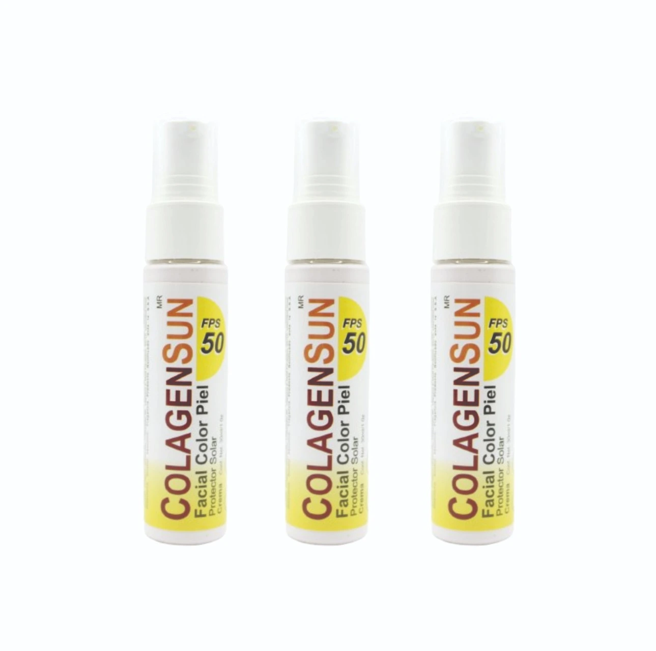 PAQUETE DE 3 PIEZAS COLAGENSUN FACIAL COLOR PIEL FPS 50 30ML